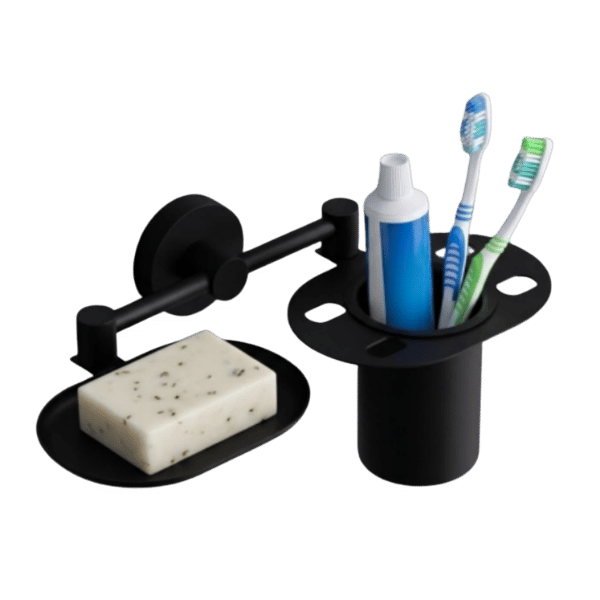 Soap Dish with Tumbler in Matte Black