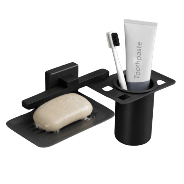 Soap Dish with Tumbler in Matte Black