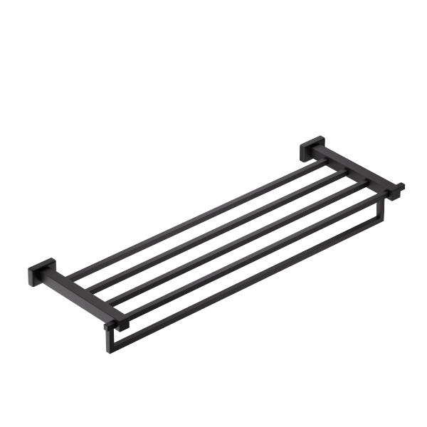 Towel Shelf with Rod in Matte Black